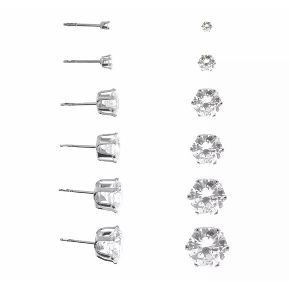 💖 Hypoallergenic Stainless Steel Cubic Zirconia Earrings 2mm Tiny NEW - Picture 3 of 8